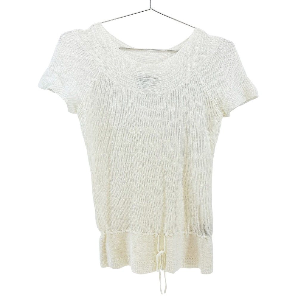 LAUREN RALPH LAUREN 100% Linen Knit Top • Small • cream • preppy chic coastal - Picture 7 of 7